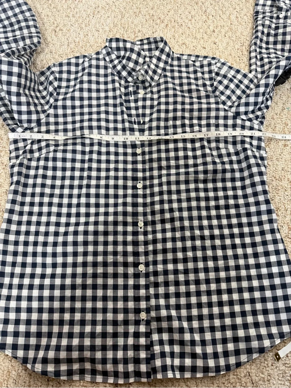 J. Crew Navy and White Gingham Button-Down Shirt size XL